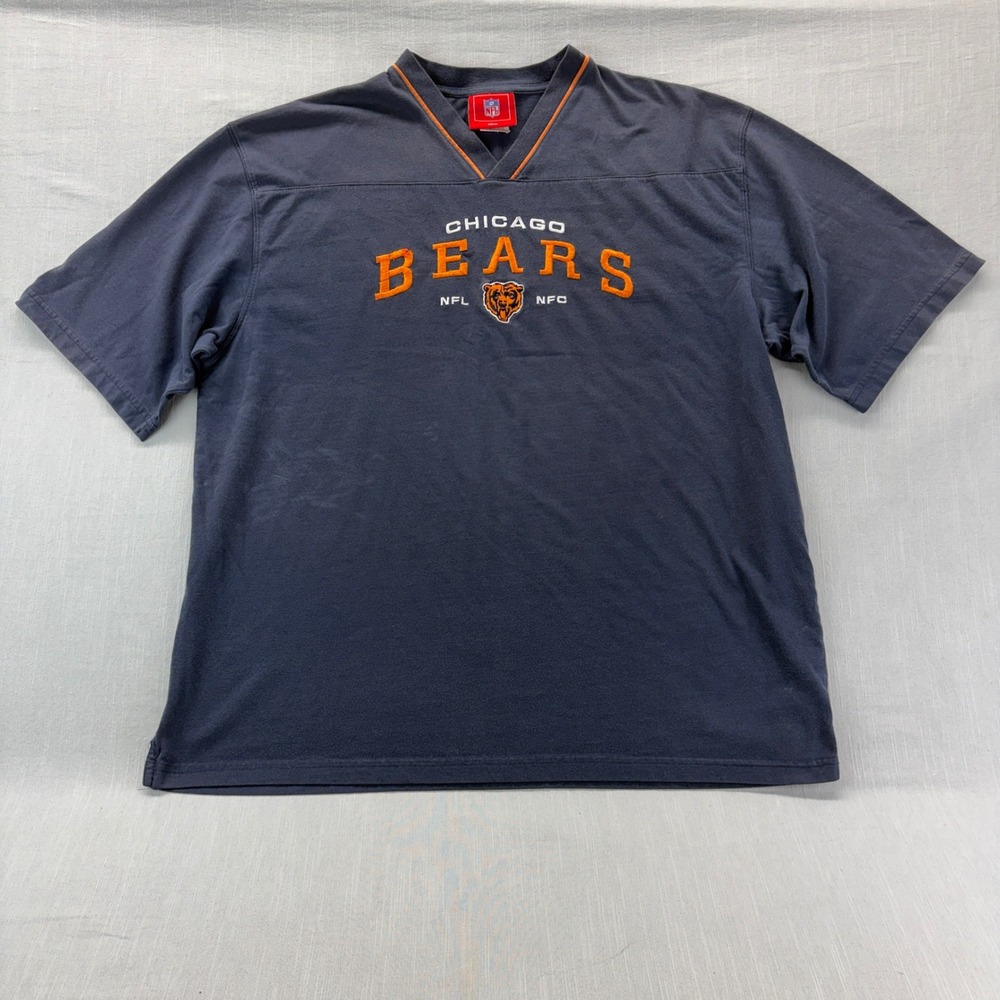 NFL Team Apparel Chicago Bears Shirt Mens XL V-Neck Embroidered Navy Blue 2003